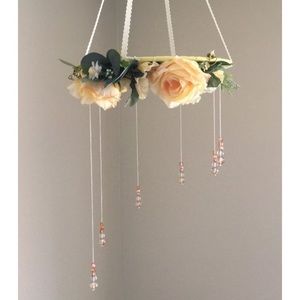 Yellow floral crystals nursery mobile decor